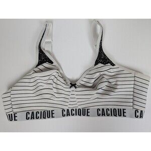 Lane Bryant Cacique Unlined Full Coverage No-Wire Bra Size 46D White Black